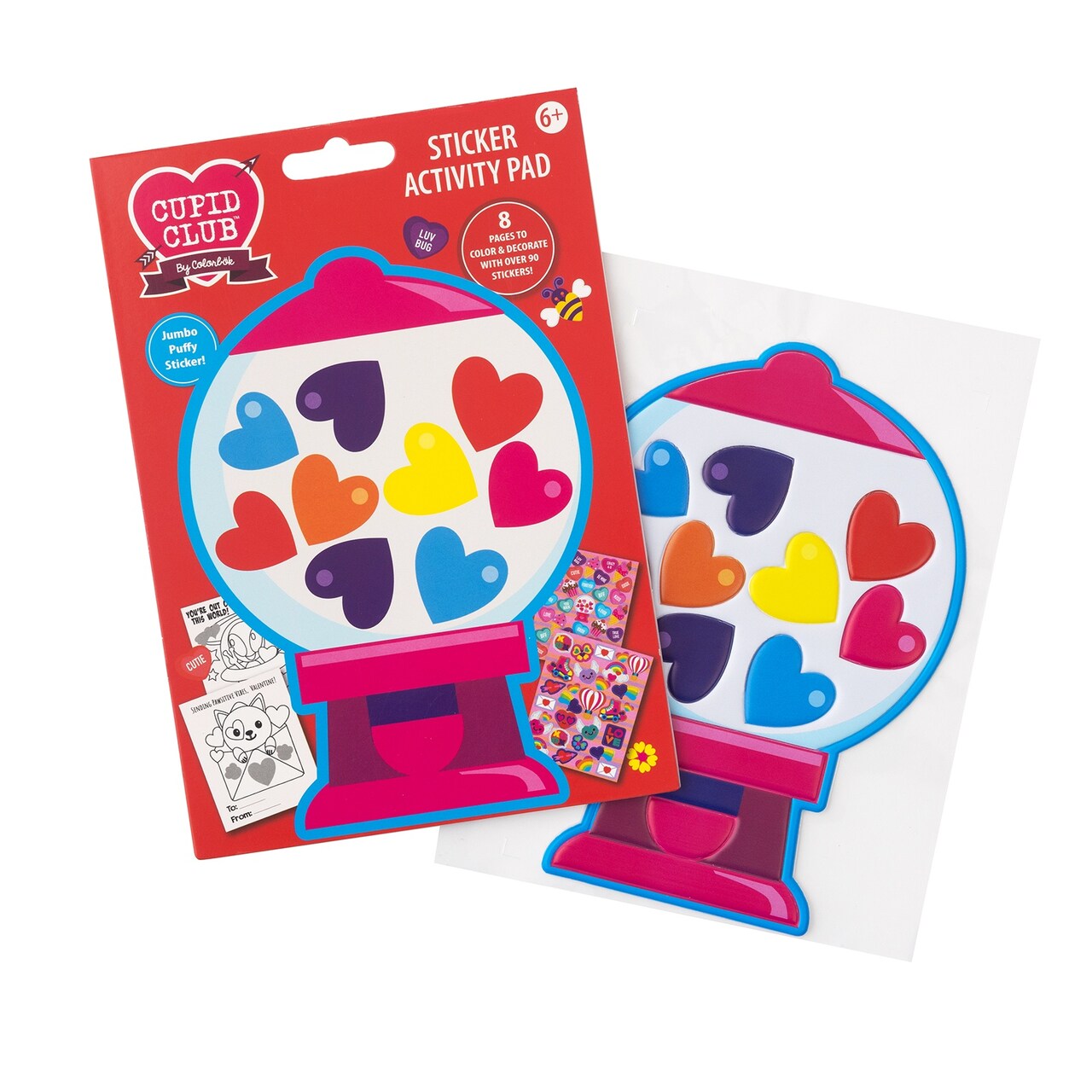 Colorbok Cupid Club Sticker Activity Pad-Valentines Cards, Makes 8